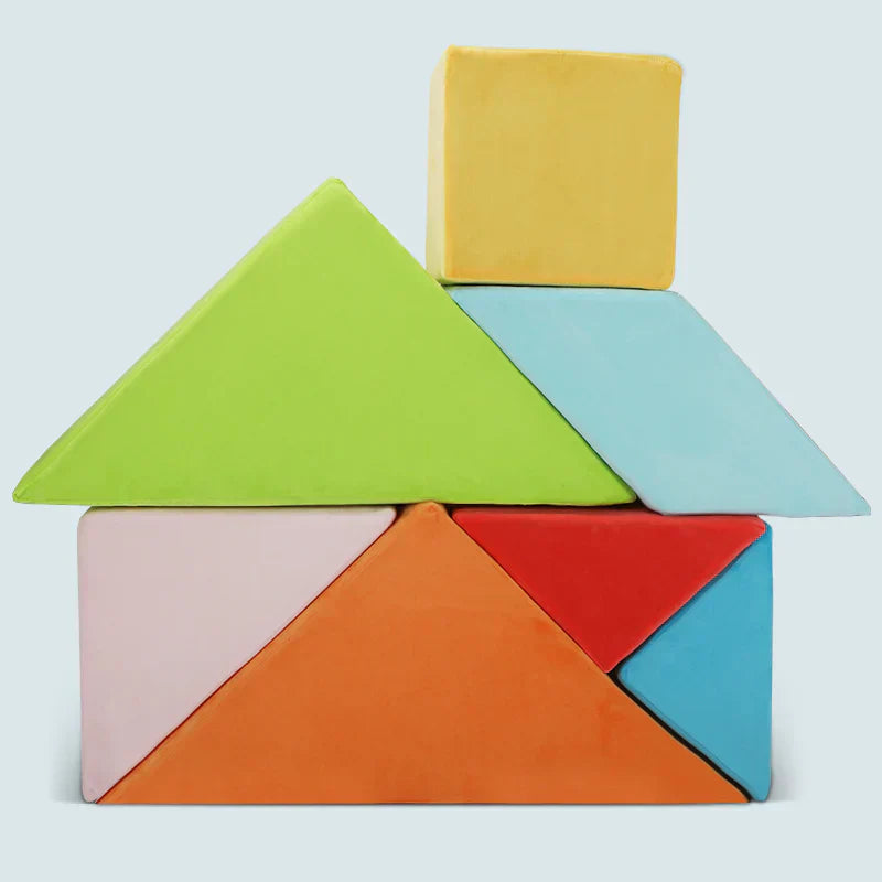 Plushitect® - Coussin de jeu puzzle Tangram