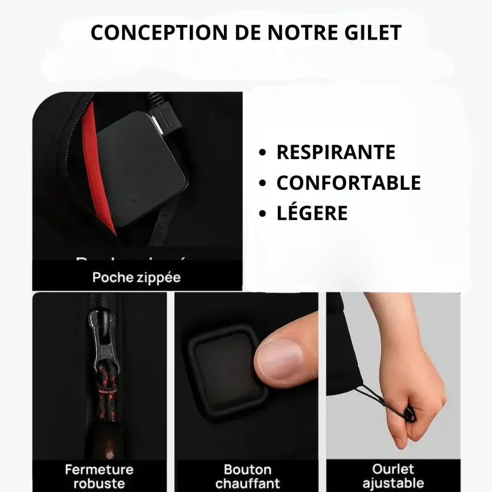 ThermoGilet® - Gilet Thermique Auto-chauffant avec Batterie Gratuit