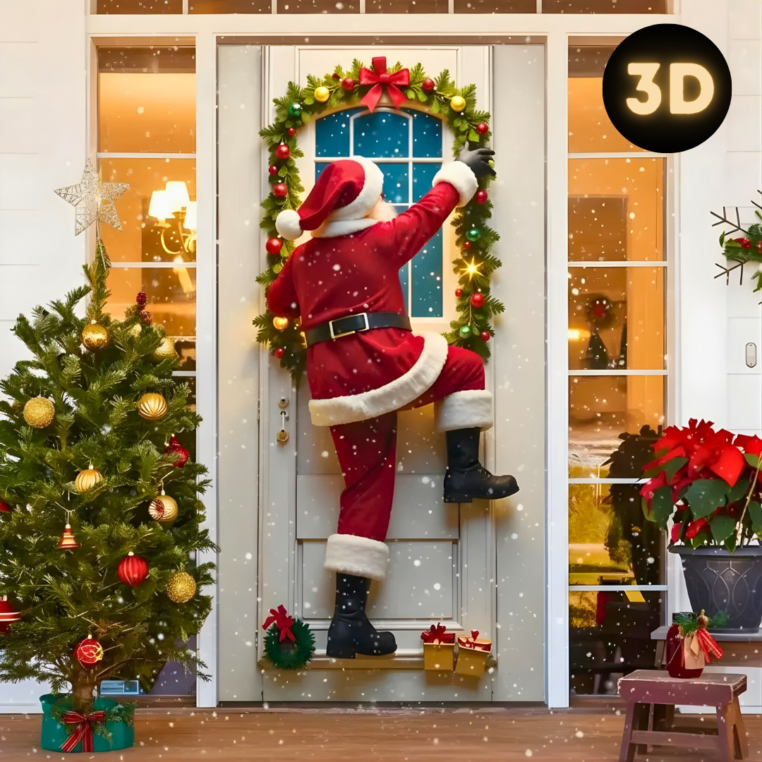 PèrePorté® - Autocollant 3D de Porte du Père Noël