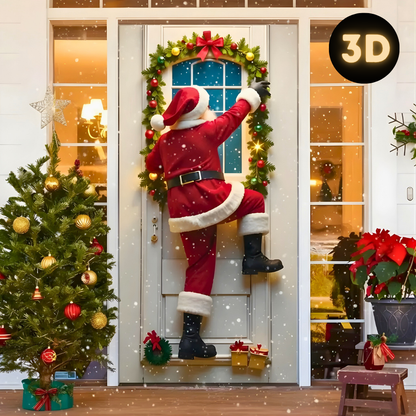 PèrePorté® - Autocollant 3D de Porte du Père Noël
