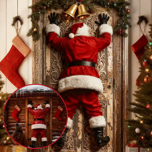 PèrePorté® - Autocollant 3D de Porte du Père Noël